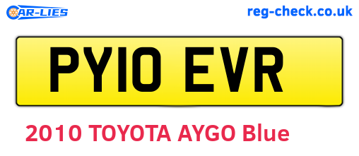 PY10EVR are the vehicle registration plates.