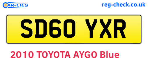 SD60YXR are the vehicle registration plates.
