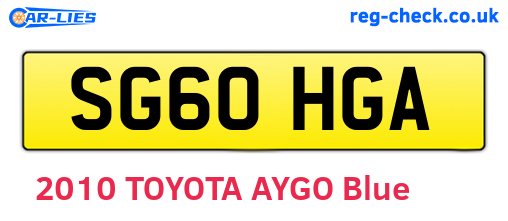 SG60HGA are the vehicle registration plates.