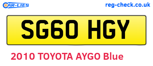 SG60HGY are the vehicle registration plates.