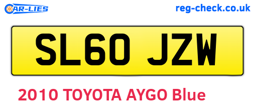 SL60JZW are the vehicle registration plates.
