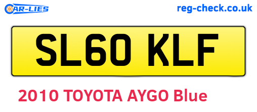 SL60KLF are the vehicle registration plates.