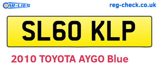 SL60KLP are the vehicle registration plates.