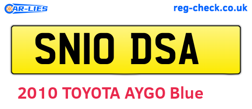 SN10DSA are the vehicle registration plates.