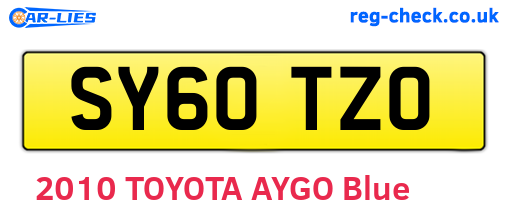 SY60TZO are the vehicle registration plates.