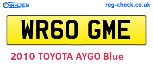 WR60GME are the vehicle registration plates.