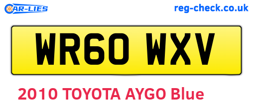WR60WXV are the vehicle registration plates.