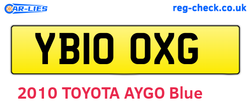 YB10OXG are the vehicle registration plates.