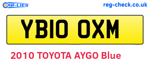 YB10OXM are the vehicle registration plates.