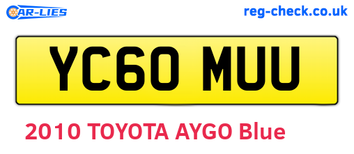 YC60MUU are the vehicle registration plates.