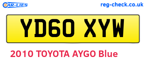 YD60XYW are the vehicle registration plates.