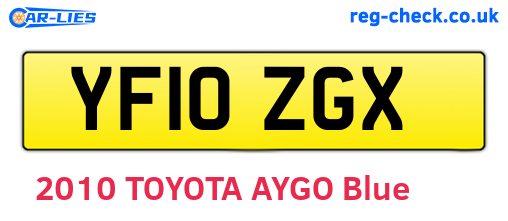 YF10ZGX are the vehicle registration plates.