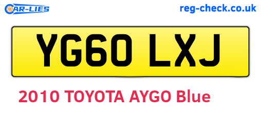YG60LXJ are the vehicle registration plates.