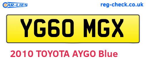 YG60MGX are the vehicle registration plates.