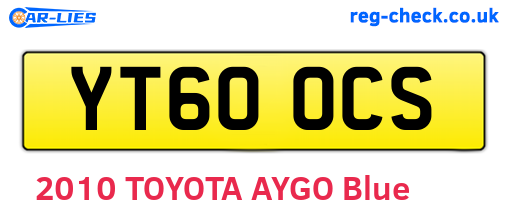 YT60OCS are the vehicle registration plates.