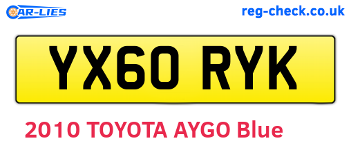 YX60RYK are the vehicle registration plates.