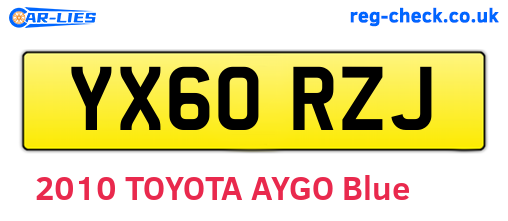 YX60RZJ are the vehicle registration plates.