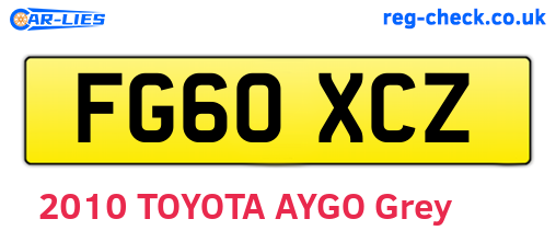 FG60XCZ are the vehicle registration plates.