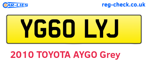 YG60LYJ are the vehicle registration plates.