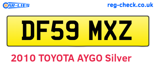 DF59MXZ are the vehicle registration plates.