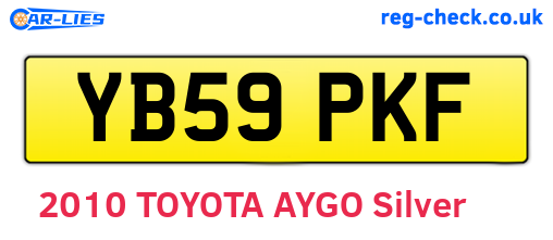 YB59PKF are the vehicle registration plates.