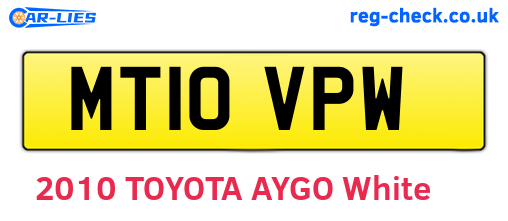 MT10VPW are the vehicle registration plates.
