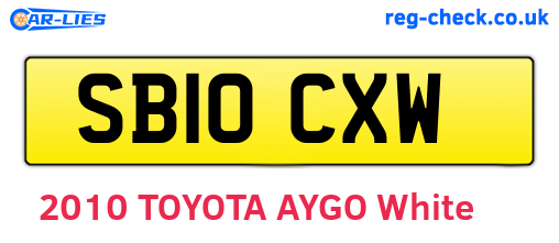SB10CXW are the vehicle registration plates.