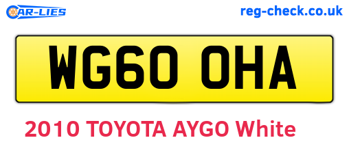 WG60OHA are the vehicle registration plates.