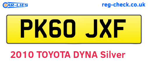 PK60JXF are the vehicle registration plates.