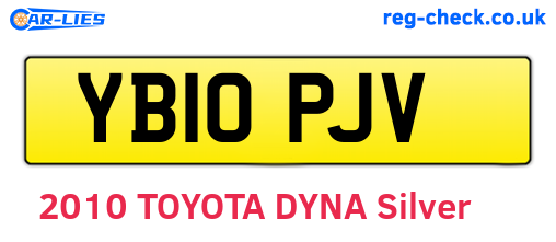 YB10PJV are the vehicle registration plates.