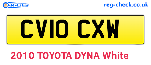 CV10CXW are the vehicle registration plates.