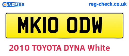 MK10ODW are the vehicle registration plates.