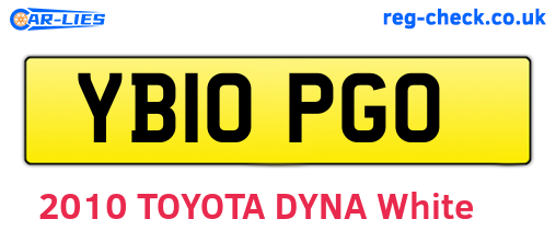 YB10PGO are the vehicle registration plates.