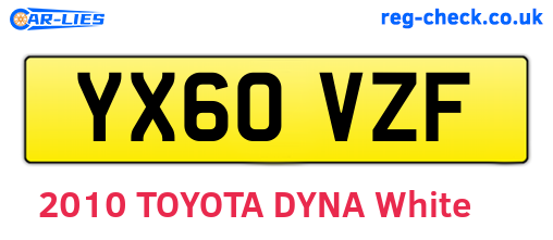 YX60VZF are the vehicle registration plates.