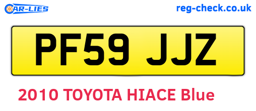 PF59JJZ are the vehicle registration plates.