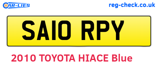 SA10RPY are the vehicle registration plates.