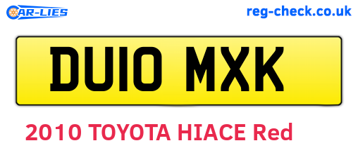 DU10MXK are the vehicle registration plates.