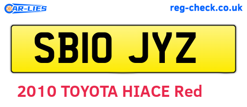 SB10JYZ are the vehicle registration plates.