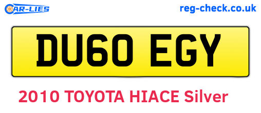 DU60EGY are the vehicle registration plates.