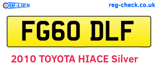 FG60DLF are the vehicle registration plates.