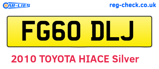 FG60DLJ are the vehicle registration plates.