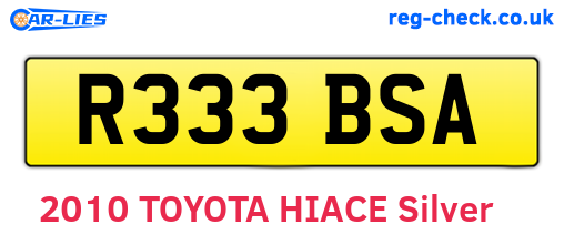 R333BSA are the vehicle registration plates.