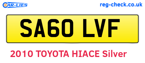 SA60LVF are the vehicle registration plates.