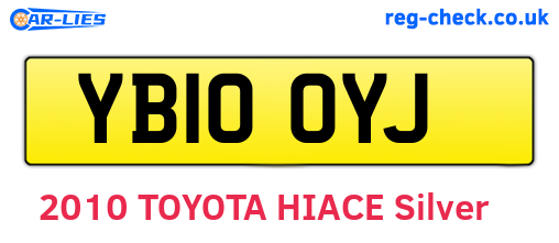 YB10OYJ are the vehicle registration plates.
