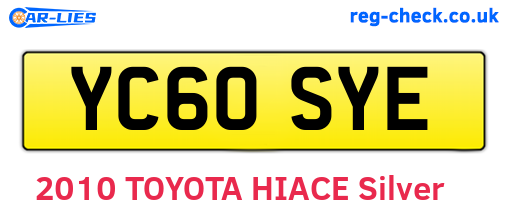 YC60SYE are the vehicle registration plates.