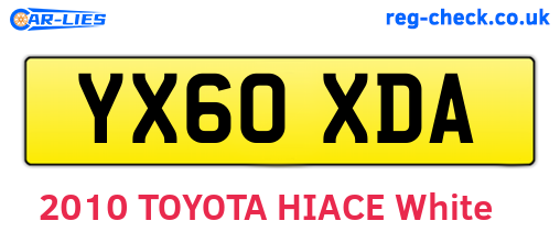 YX60XDA are the vehicle registration plates.