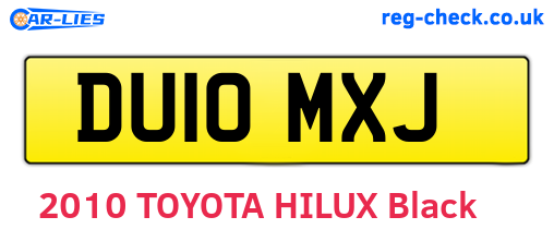 DU10MXJ are the vehicle registration plates.