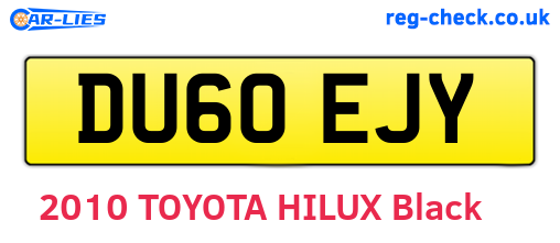 DU60EJY are the vehicle registration plates.