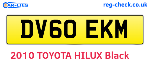 DV60EKM are the vehicle registration plates.