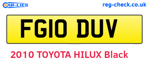 FG10DUV are the vehicle registration plates.